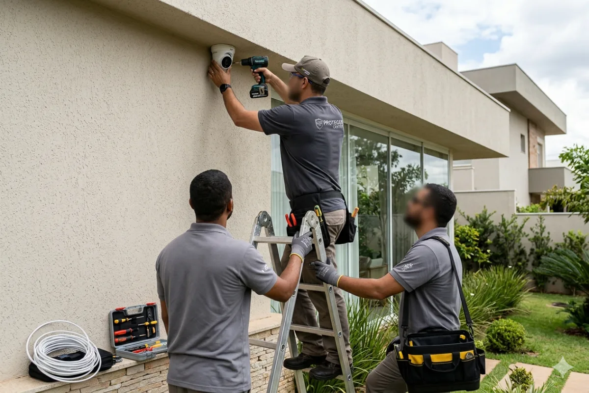 Equipe Proteger Center em atendimento técnico em Brasília-DF